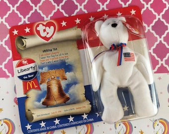Vintage 2000 TY American Trio Libearty the Bear Teeny Beanie Baby NEW & Sealed
