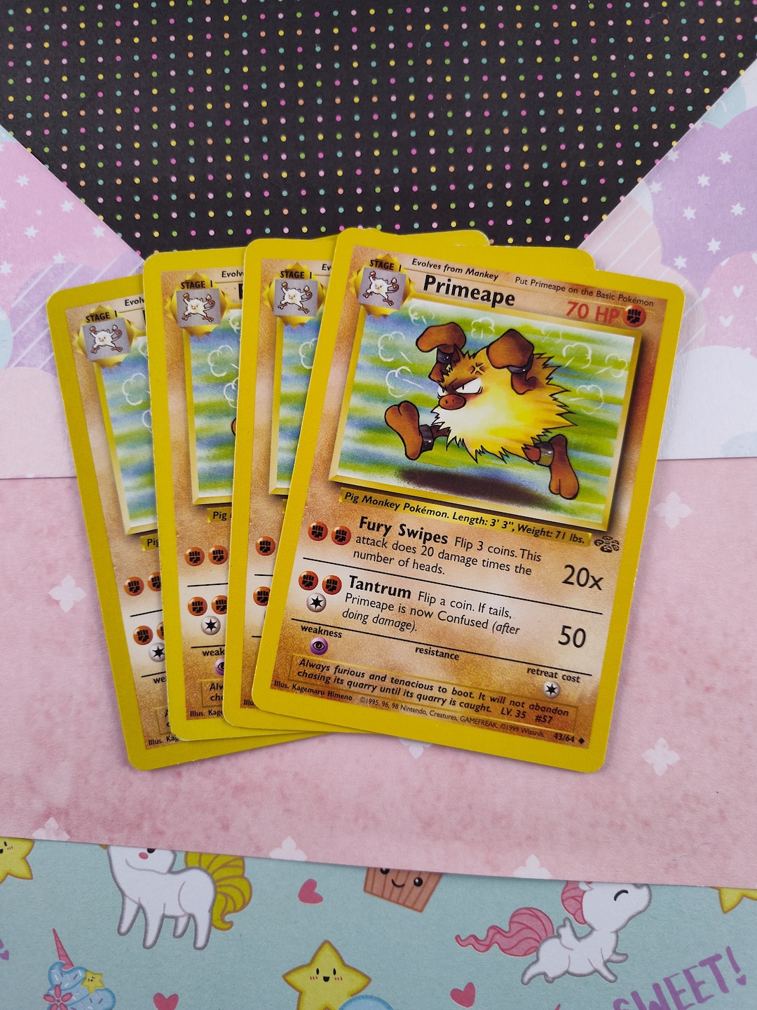 Vintage Uncommon - Set/4 Primeape Jungle Non-holo Pokemon Cards 43/64 - LP  - Etsy
