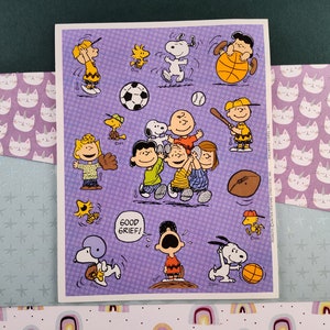 Vintage 1990&#39;s Hallmark Peanuts Snoopy Sports Full Sticker Sheet, Clean & Unused