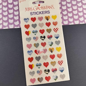 Vintage Mrs. Grossman&#39;s Stickers, SHINY Colorful Hearts, 2 Sheets New & Sealed