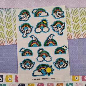 CLEARANCE Vintage 1984 Rainbow Dove Sunny Days Scratch &#39;n Sniff Full Sticker Sheet