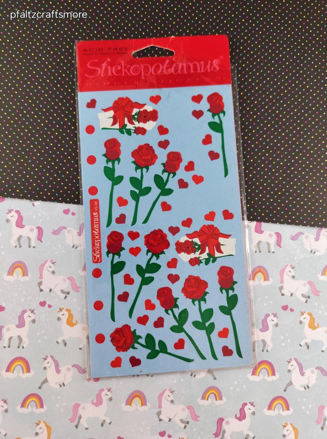 Vintage Stickopotamus "valentine's Red Roses" Binder Partial Sticker ...