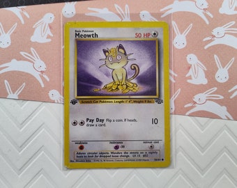 Vintage Common - 1st Edition Meowth Jungle Non-Holo Pokemon Card 56/64 - MP