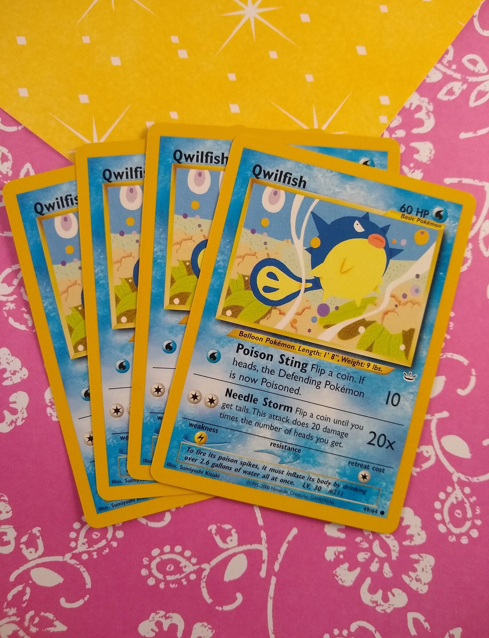 Vintage Pokemon Common Qwilfish Neo Revelation Series Card Etsy