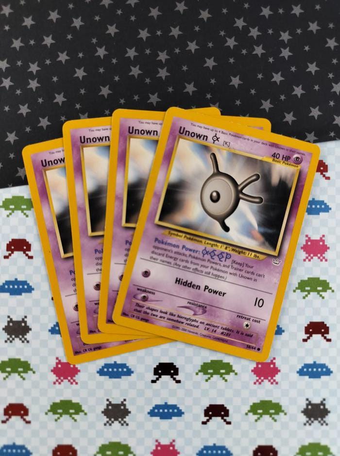 Vintage Common- Set/4 Unown (K) Neo Revelation Non-holo Pokemon Cards 58/64  - LP - Etsy