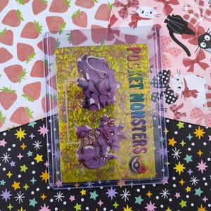 Vintage Pocket Monsters Vending Prism Holo Trading Sticker #1208 / #1215 Nidoran / Venonat - NM