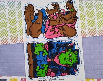 CLEARANCE Vintage 1984 Frankenstein Werewolf Uncut Scratch &#39;n Sniff Fabric Patches
