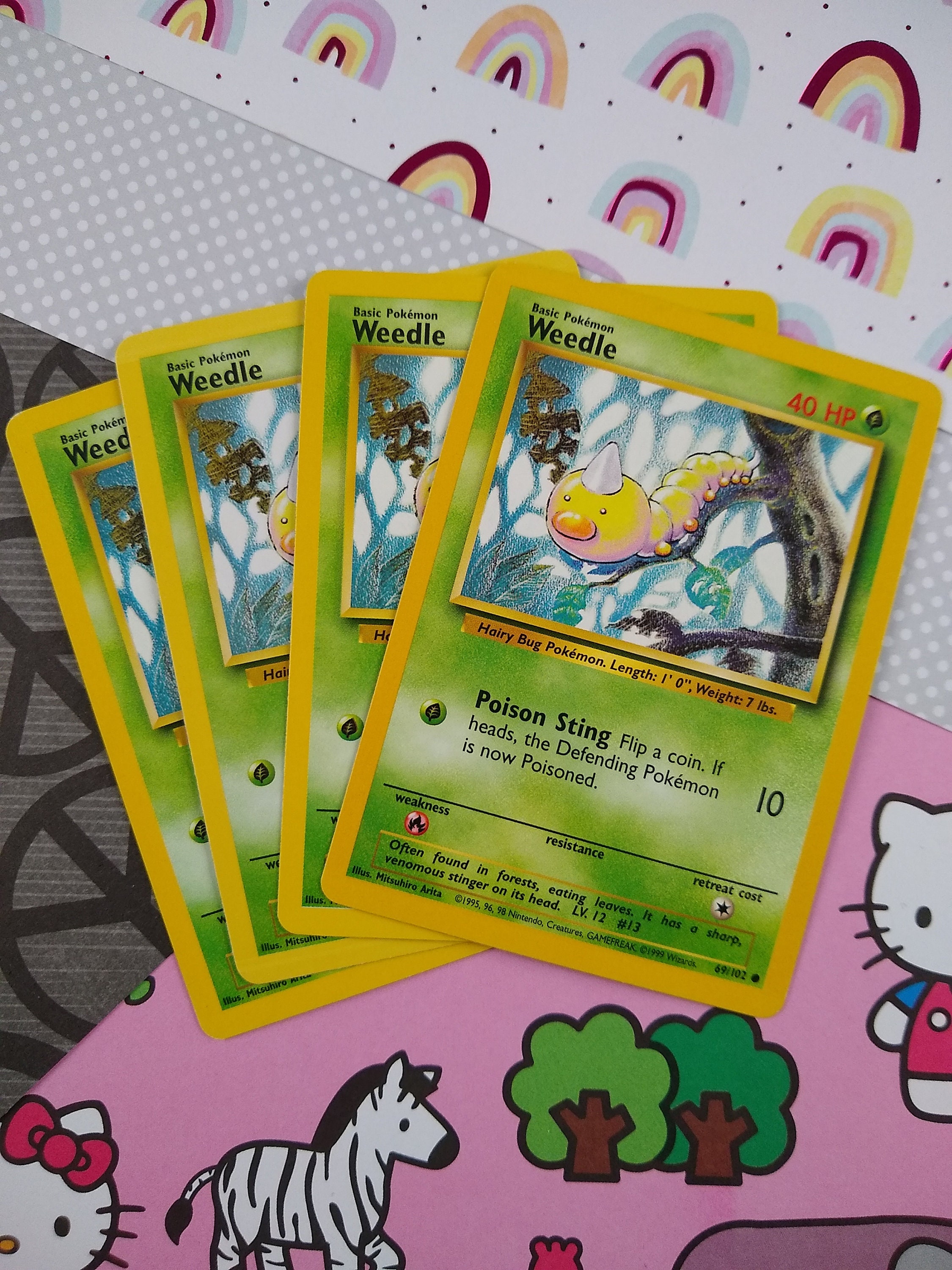Weedle Base Set Pokmon Card 1999 Pokemon Base Set Weedle Card - Unlimited  Print 69/102 In Very Good Condition Unlimited 69/102 Weedle Card