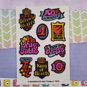 CLEARANCE Vintage 1984 Queen King of Hearts Scratch &#39;n Sniff Full Sticker Sheet