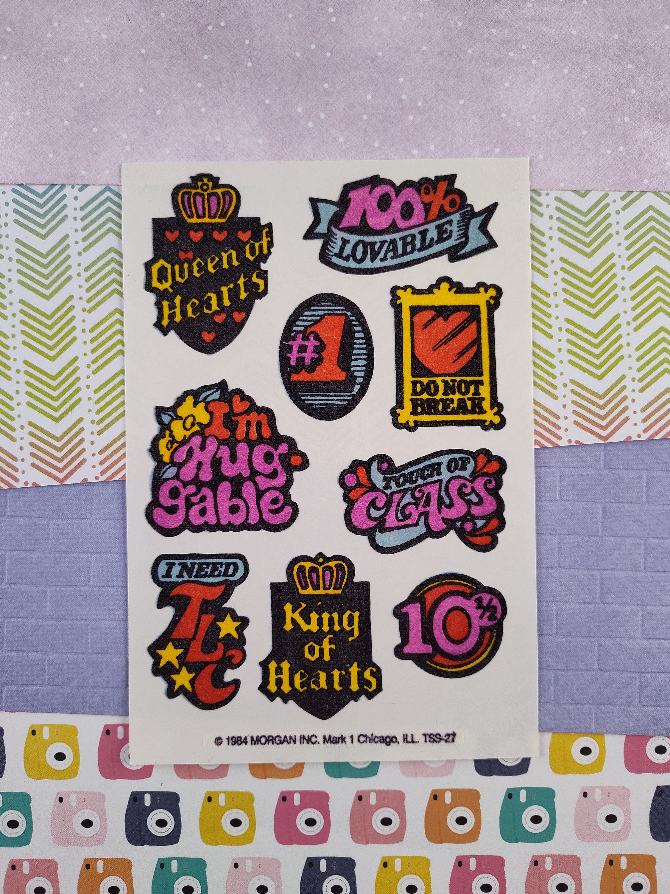 CLEARANCE Vintage 1984 Queen King of Hearts Scratch 'n Sniff Full Sticker Sheet