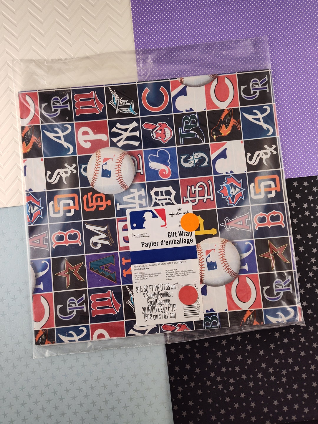 Vintage Hallmark MLB Gift Wrap Wrapping Paper 2 Sheets New Etsy