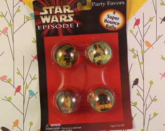 CLEARANCE Vintage Star Wars Episode I Party Favors; 4 Super Bounce Balls, New & Unopened NIB