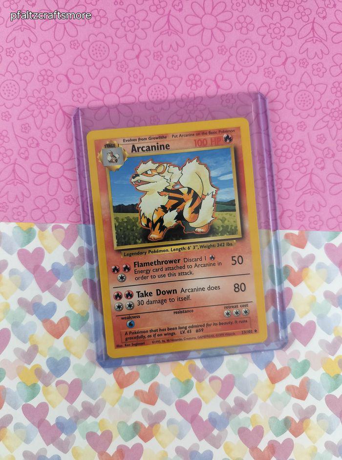arcanine pokemon card 23/102 Pokmon TCG Base Set [2RR] Take Down (80) Arcanine does 30 damage to self. Arcanine 23/102 Base Set 100