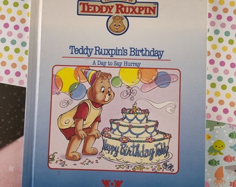 Vintage 1985 World of Teddy Ruxpin: Teddy Ruxpin's Birthday Hardcover Book, Nice & Clean