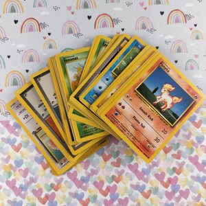 Lote de cartas Pokémon vintage de los años 90: 39 comunes y 17 poco comunes de WOTC. Sin duplicados.
