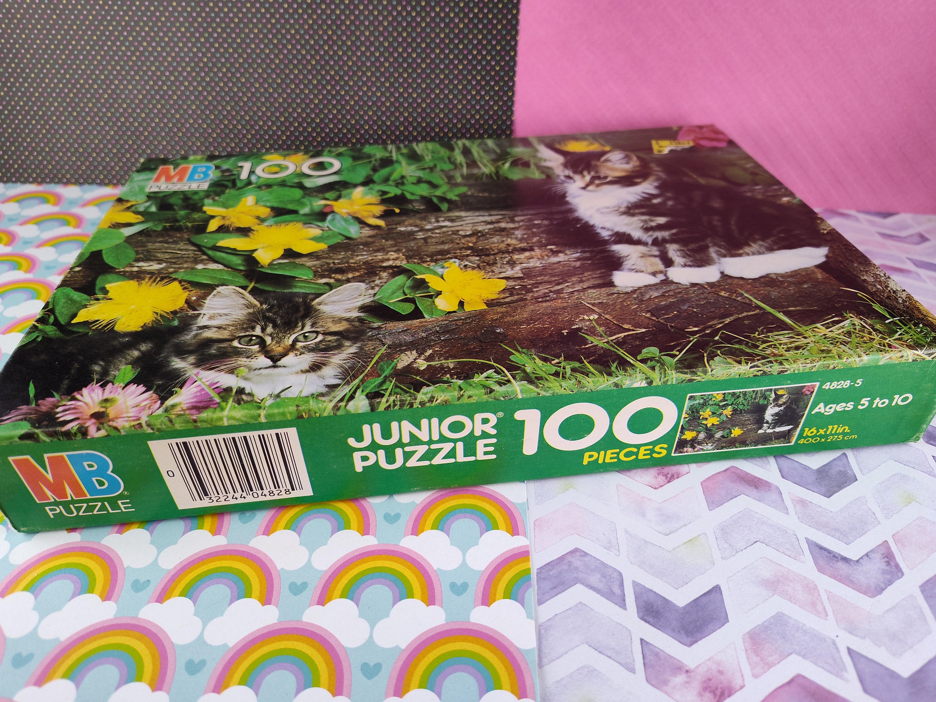 CLEARANCE Vintage Milton Bradley MB Junior 100pc Puzzle, Kitty
