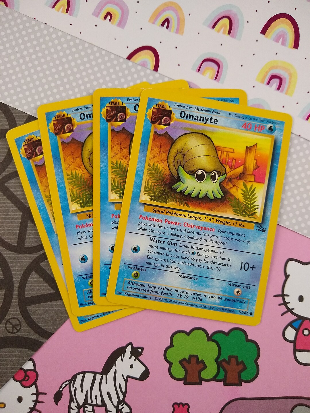 Vintage Common - Set/4 Omanyte Fossil Non-holo Pokemon Cards 52/62 - LP -  Etsy