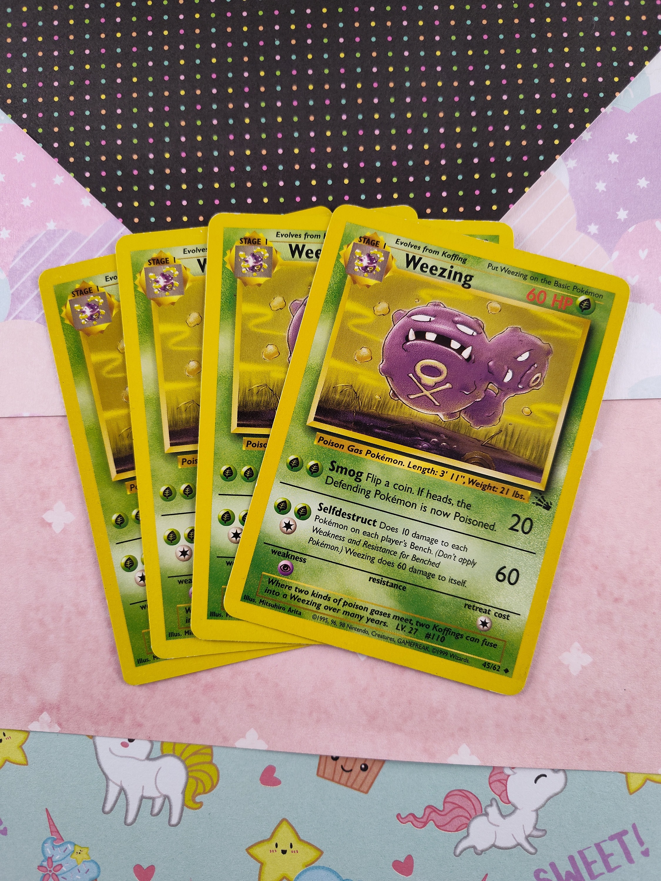 Vintage Uncommon - Set/4 Weezing Fossil Non-holo Pokemon Cards 45/62 - LP -  Etsy