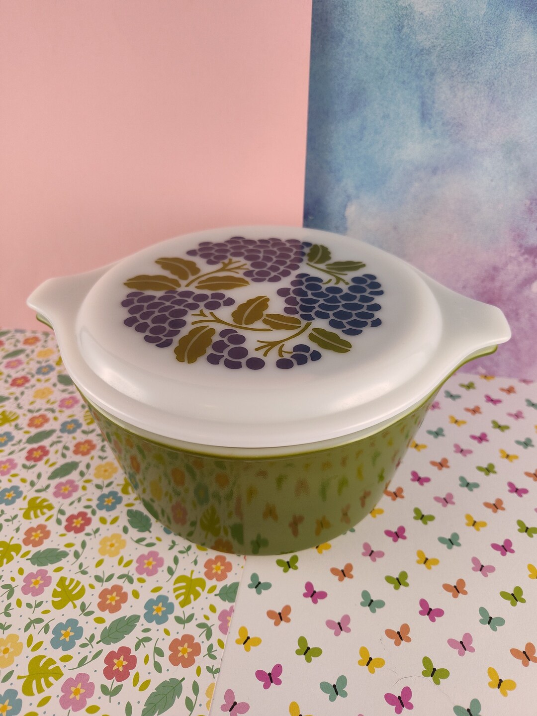 RARE HTF Vintage Pyrex Promo #473 Grapes Casserole Dish W/lid, Like New ...