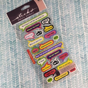 Pegatinas vintage Sticko, burbujas de diálogo, 1 hoja nueva y sellada