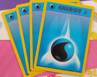 Vintage Energy - Set/4 Water Base Set 2 Non-Holo Pokemon Cards 130/130 - LP