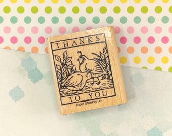 Vintage 2001 Stampin' Up! Thanks To You Wooden Block/Rubber Stamp