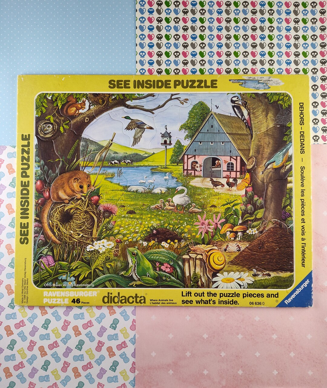 Vintage Ravensburger See Inside Nature Farm Cardboard Frametray Puzzle Etsy