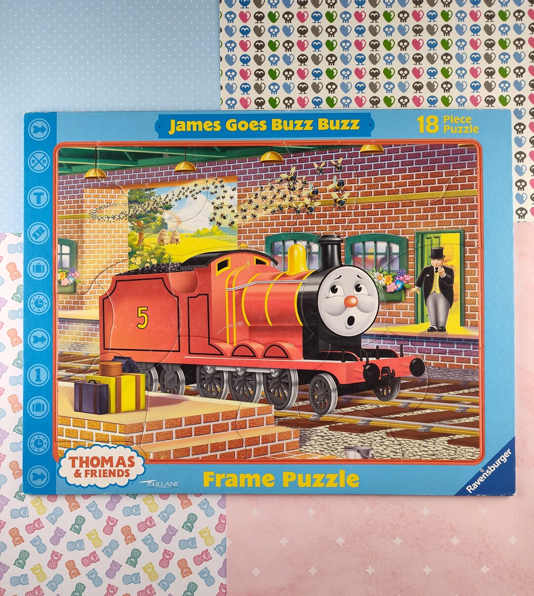 Vintage Ravensburger Thomas & Friends James Goes Buzz Buzz 18pc Cardboard Frametray Puzzle Etsy