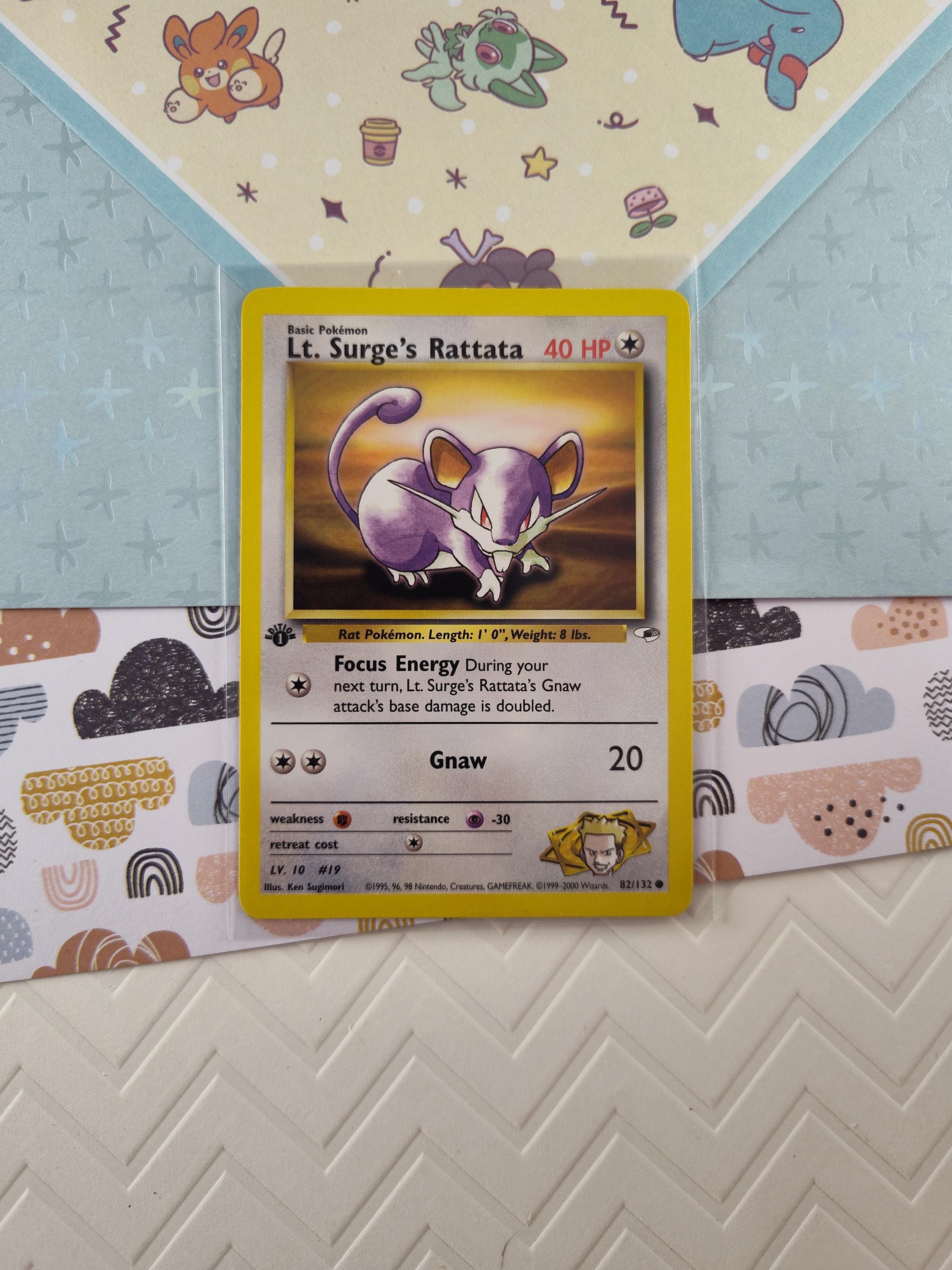 Lt. Surge's Rattata Gym Heroes EX, 82/132 Pokemon Card. Lt. Surge's Rattata Gym Heroes EX, 82/132 Pokemon Card.