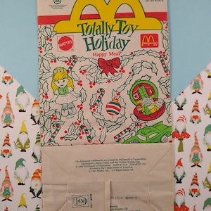 CLEARANCE Vintage 1993 McDonalds Totally Toy Holiday Happy Meal Bag, Flat Packed, Unused