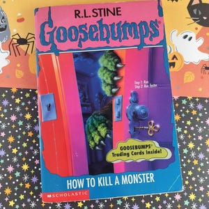Vintage 1996 Erstdruck R.L. Stine Goosebumps #46, How to kill a Monster *w/Trading Cards*