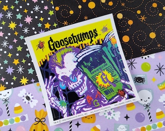 Adesivo vintage "Goosebumps Skeleton" della Parachute Press del 1995, inutilizzato