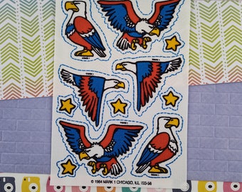 Vintage 1984 American Flag Eagle Uncut Scratch 'n Sniff Fabric Patches
