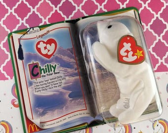 Vintage 2000 TY Legends Chilly the Polar Bear Teeny Beanie Baby NEW & Sealed