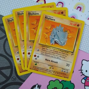 LIQUIDACIÓN Vintage Común - Set/4 Rhyhorn Base Set 2 Cartas Pokémon No Holográficas 90/130 - LP