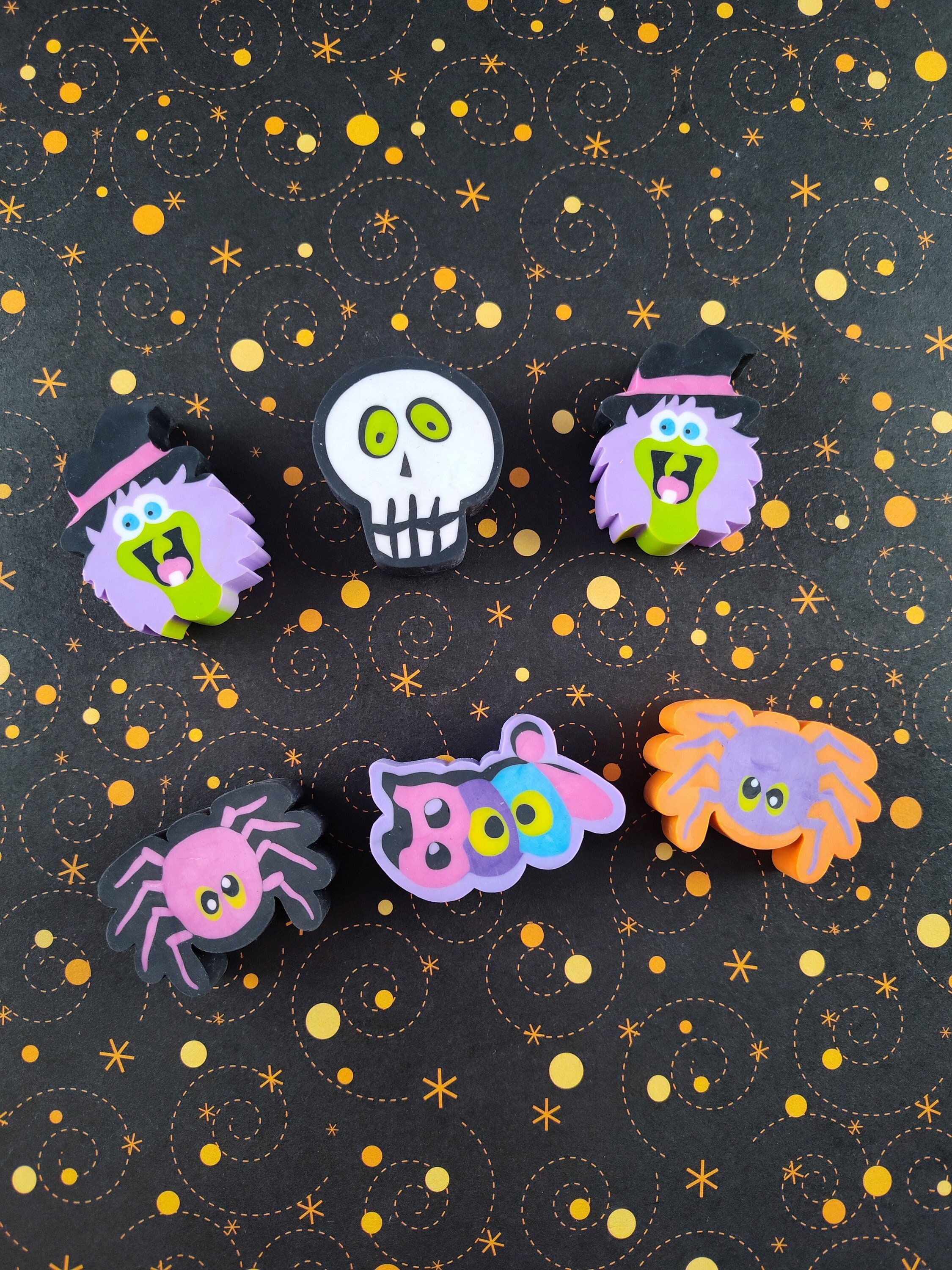 Vintage 80's/90's Halloween Lisa Frank Chunky Erasers Set of 6