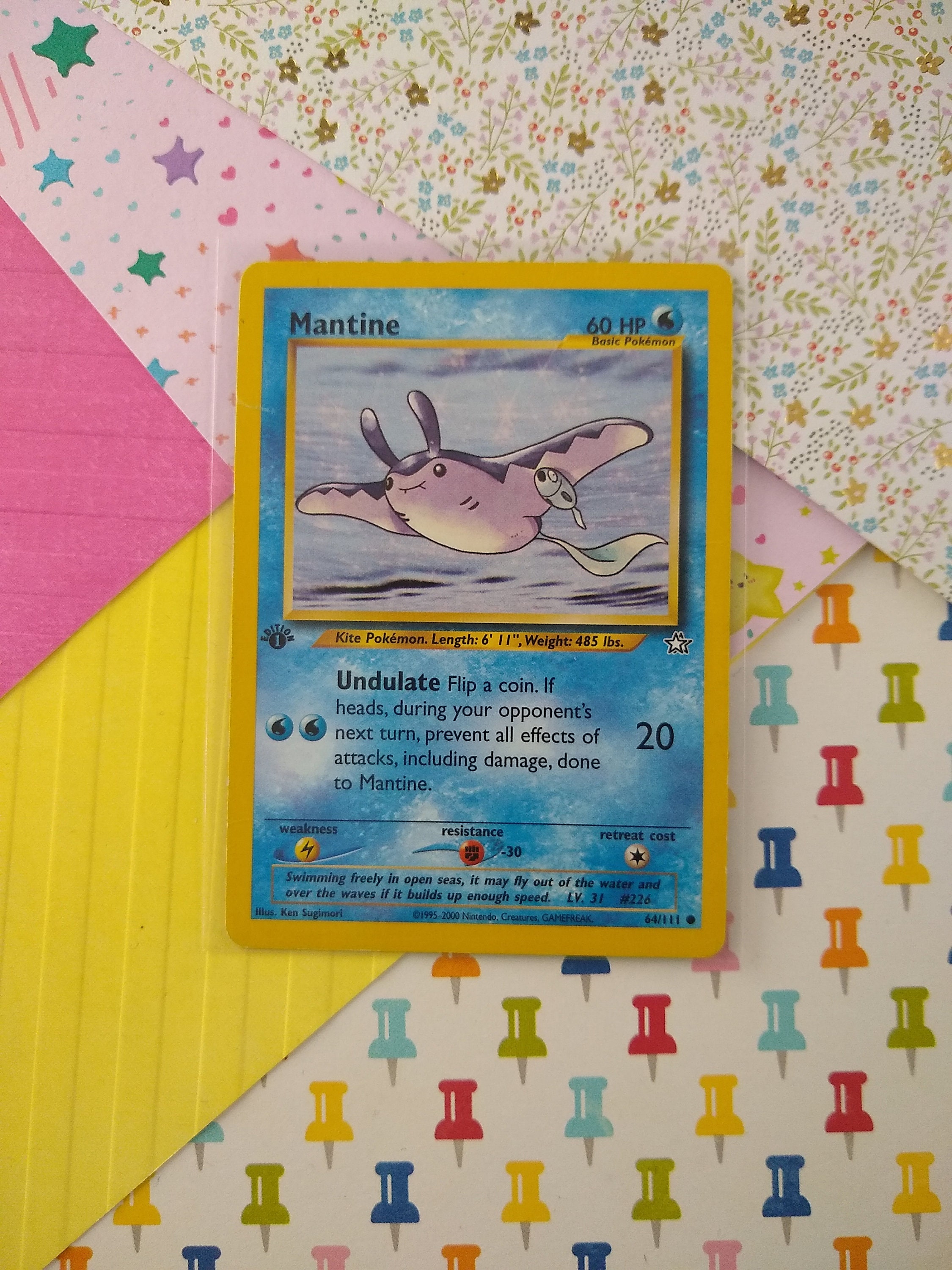 Vintage Common - 1st Edition Mantine Neo Genesis Non-holo Pokemon Card  64/111 - Mp/creased - Etsy
