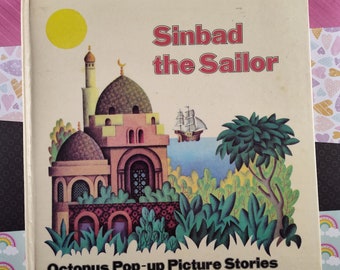 Vintage 1979 Sinbad the Sailor Octopus Pop-Up Picture Story Book Hardcover, Nice & Clean