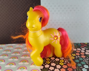 Vintage My Little Pony Official Hasbro Toy, Yellow Orange Pink Sunshimmer