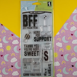 CLEARANCE Inkadinkadoo Good Together BFF Set of 8 Clear Stamps, New & Sealed