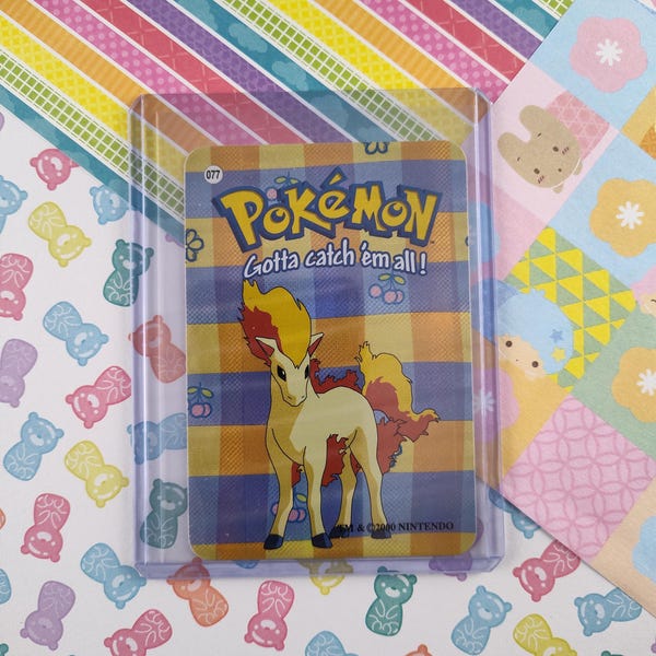 Vintage 1990's Pokemon Trading Vending Prism Shiny Holo Sticker Ponyta #77 - NM