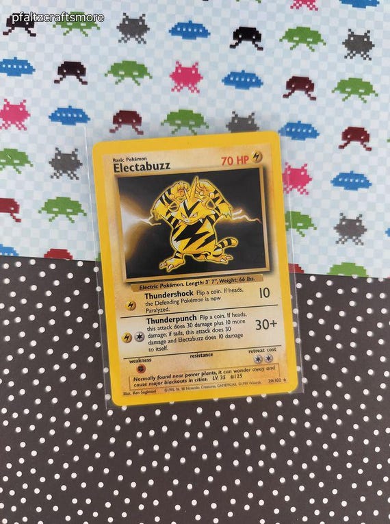 rare electabuzz card Vintage Rare - Electabuzz Base Set Non-holo Pokemon Card 20/102 - NM