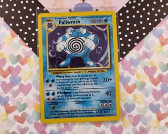 Vintage Rare - Poliwrath Base Set Holographic Pokemon Card 13/102 - VG