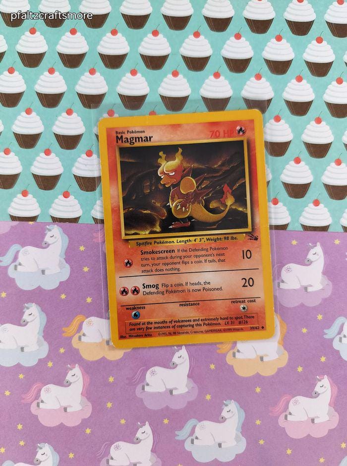magmar pokemon card value 39 62 Pokemon Magmar 39/62 Fossil 1st Edition
