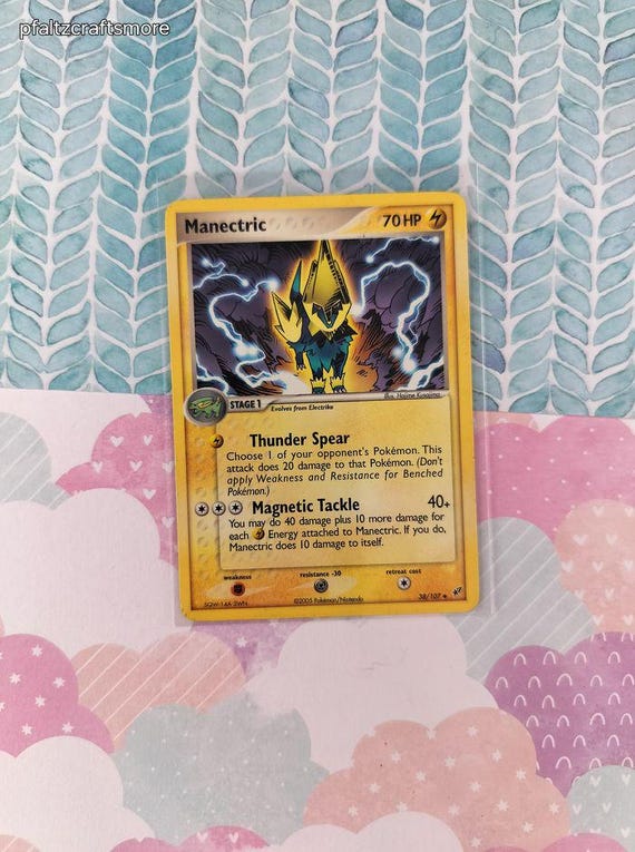 pokemon card manectric EX (38/107) (Deoxys Prerelease Promo) [Nintendo: Black Star Promos] Damaged Rare Retreat cost Manectric EX - XY -