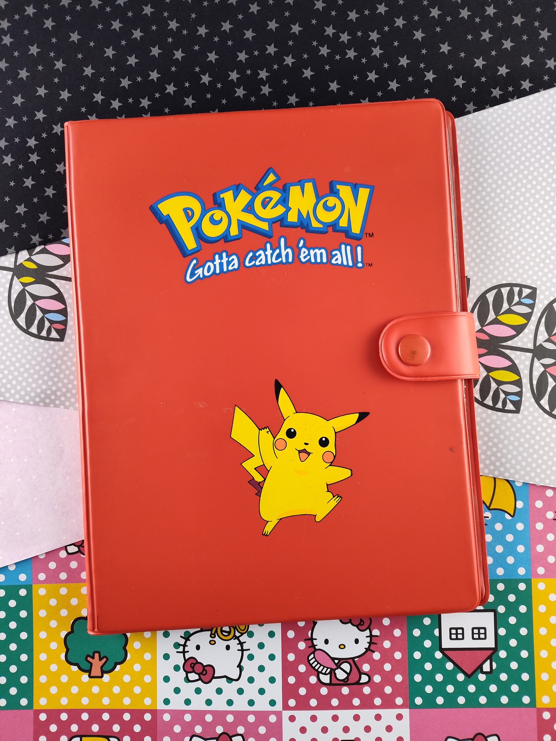 Vintage 1990's Pokemon Pikachu Red 4-pocket TCG Binder, Great