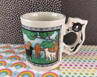 Vintage Avon Cute Black & White Cat Ceramic Coffee Mug