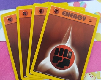 Vintage Energy - Set/4 Fighting Base Set 2 Non-Holo Pokemon Cards 125/130 - LP