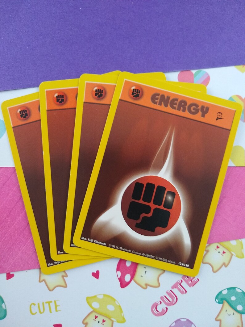 Vintage Energy Set/4 Fighting Base Set 2 Non-Holo Pokemon Cards 125/130 LP image 1