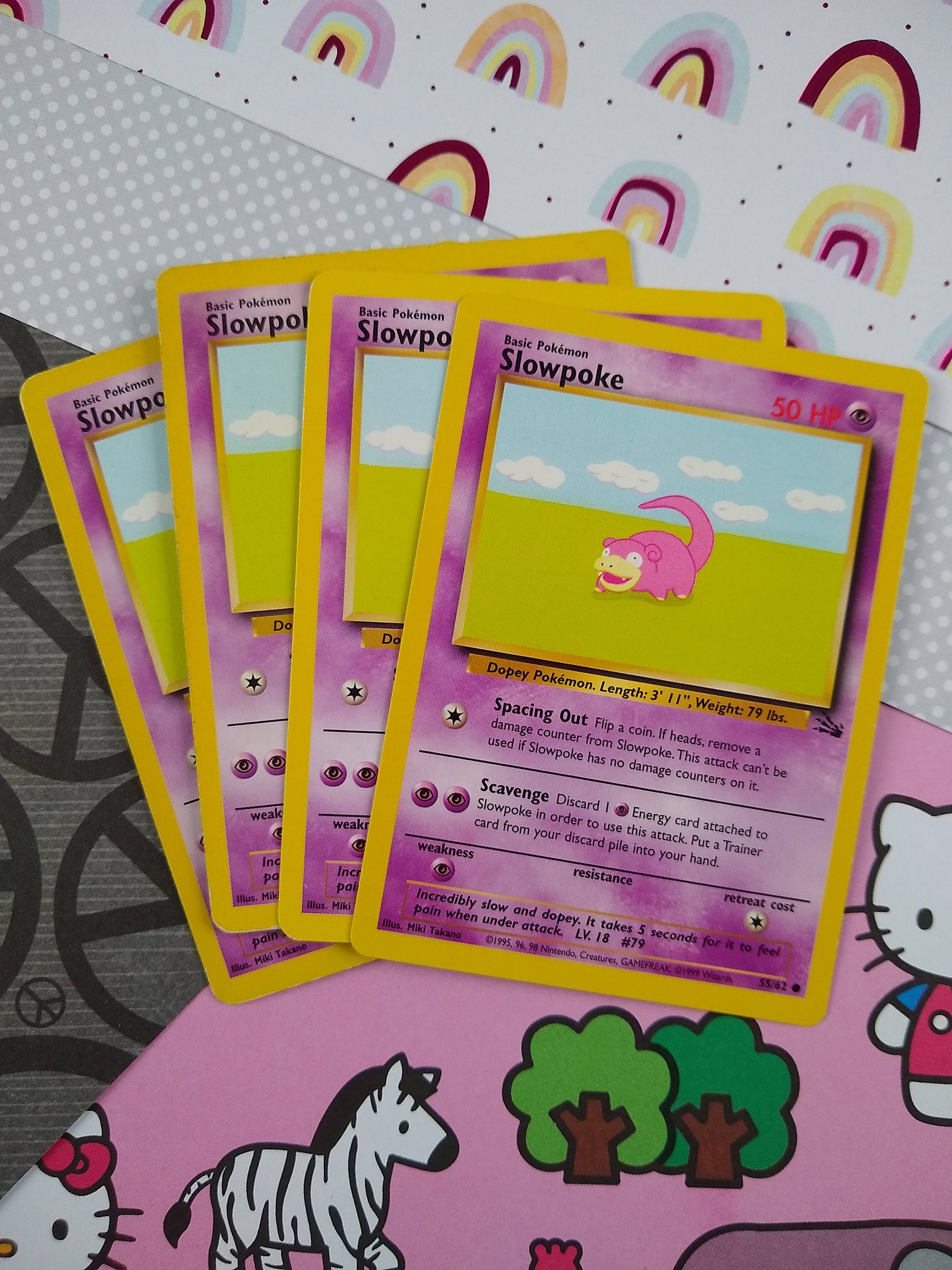 CLEARANCE Vintage Common - Set/4 Slowpoke Fossil Non-Holo Pokemon Cards  55/62 - LP